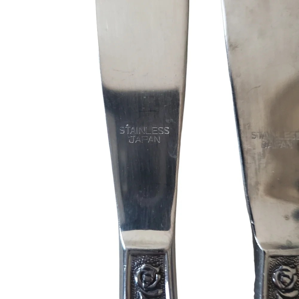 Granada Rose Japan‎ Dinner Knife Stainless Set Of 4 Floral Vintage Flatware